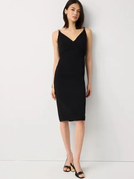 Chain Detail Crepe Dress